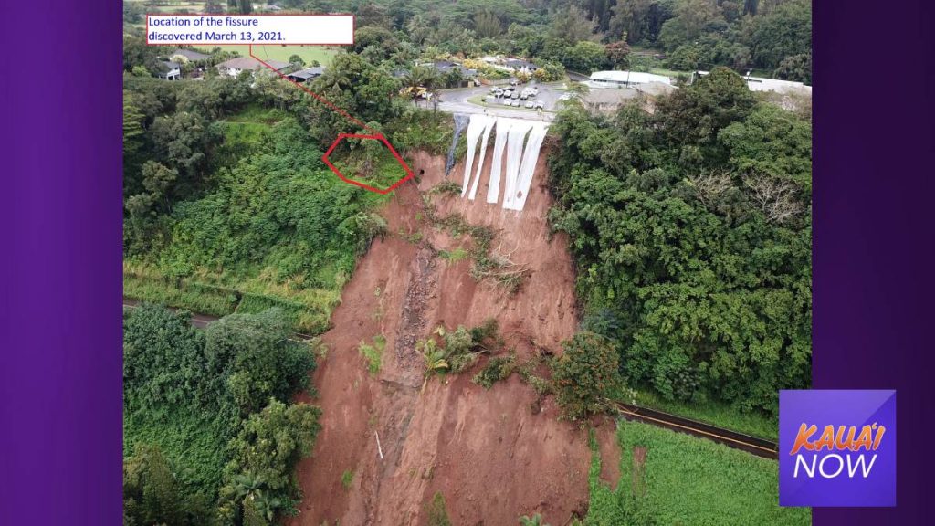 Fissure Discovered on Upper Portion of Hanalei Hill Landslide Kauai Now