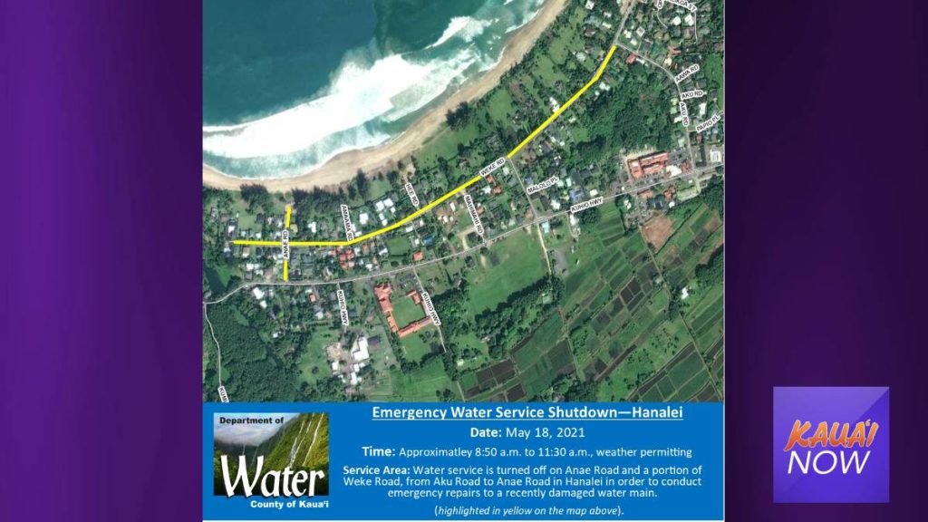 Portions of Road Closed in Hanalei Due to Damaged Water Line Kauai Now