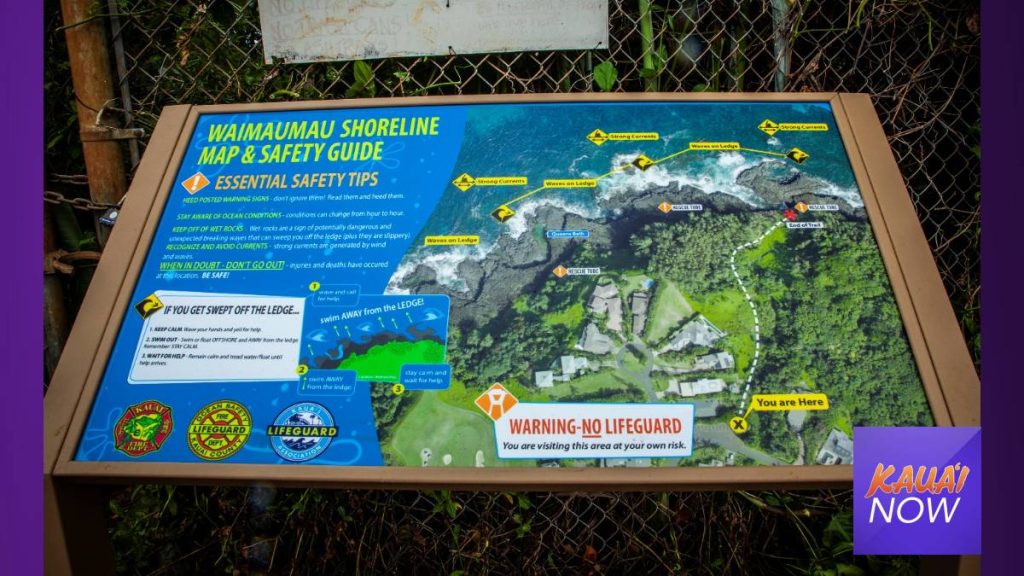 Safety Map Guide Installed at Queen’s Bath Kauai Now