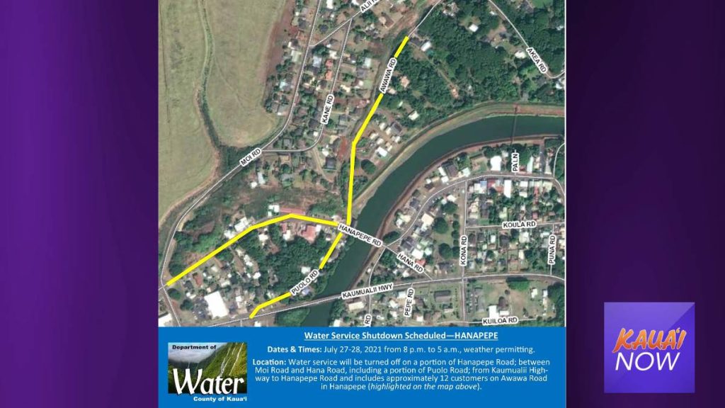 Overnight Water Service Shutdown Scheduled for Install Work in Hanapēpē