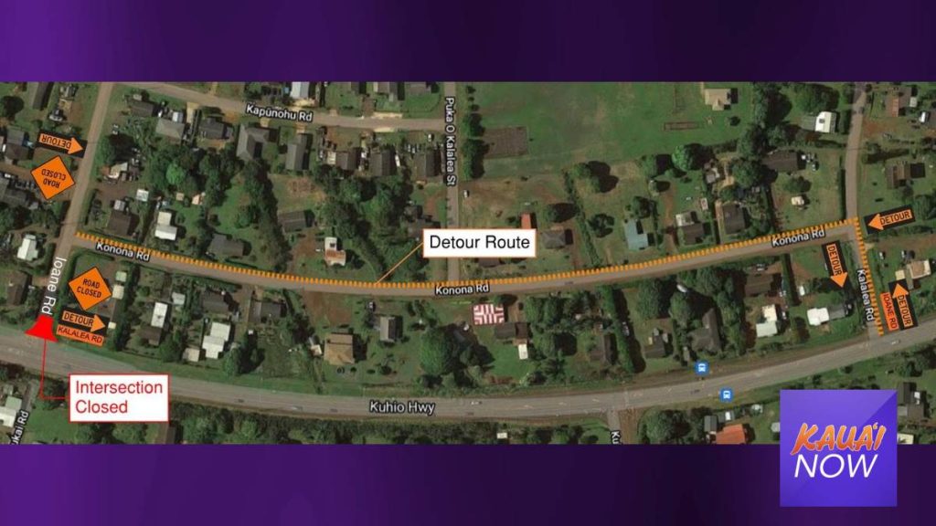 Roadwork to Close Intersection in Anahola Kauai Now