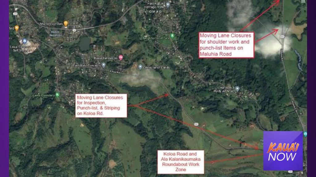 Closures Scheduled for Multiple Sections Kōloa Road Kauai Now
