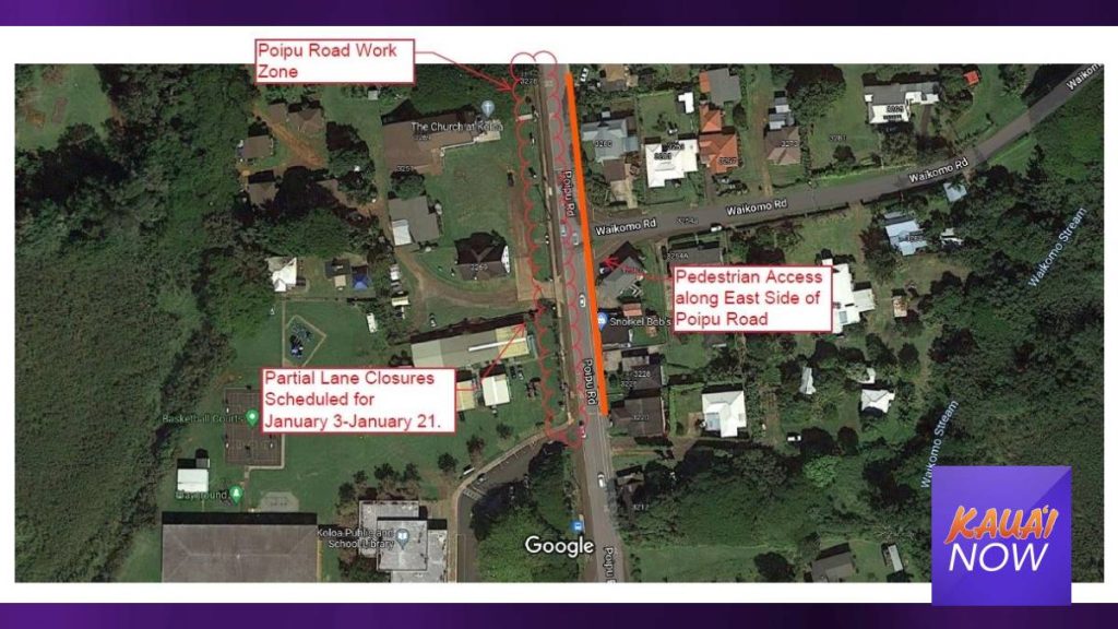 Road Work Slated on Po‘ipū Road near Kōloa Elementary School Jan. 321