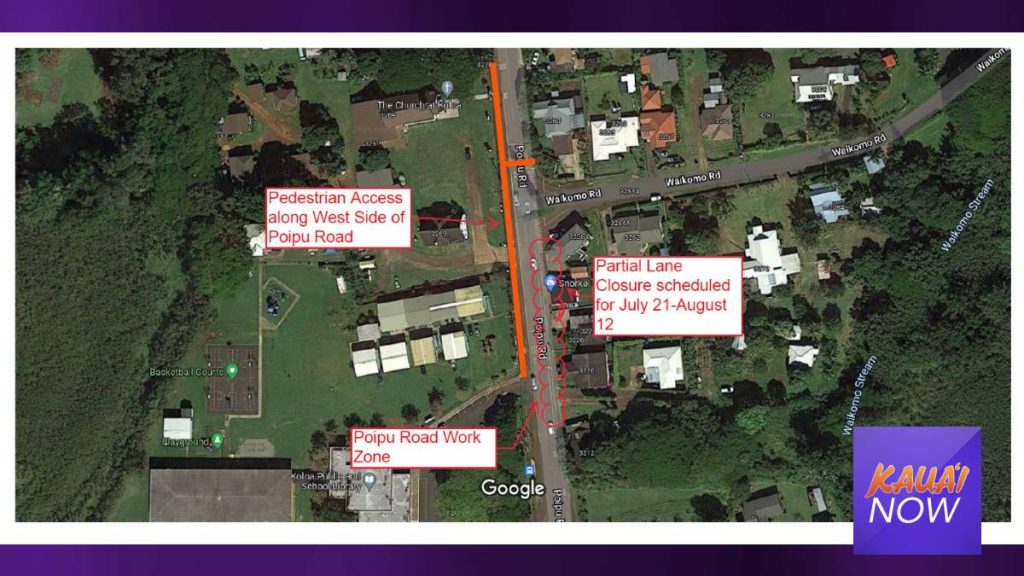 Lane Closures Scheduled For Poʻipū Road Kauai Now