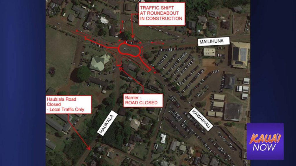 Construction of Kapa‘a roundabout continues; more lane closures