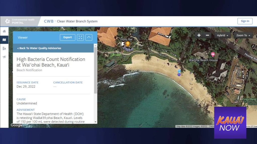 High bacteria count notification for Wai‘ohai Beach canceled Kauai Now