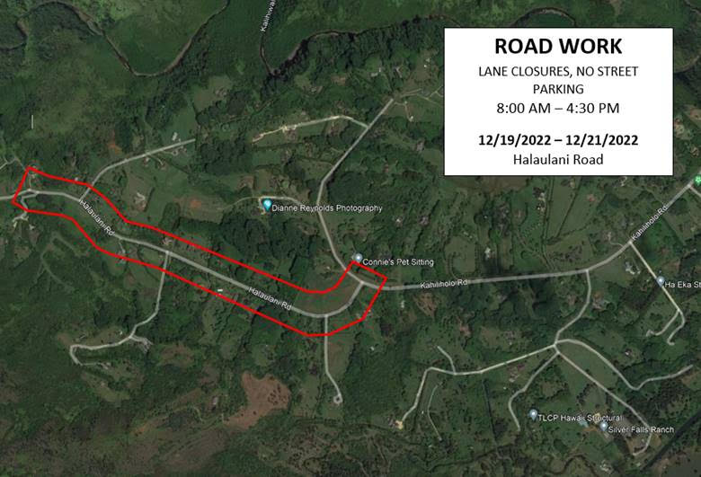 Road closures scheduled in Kalihiwai Kauai Now