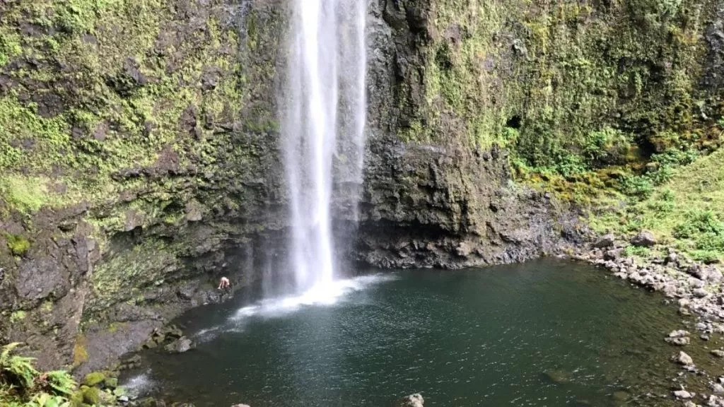 A view of the Hanakāpīʻai Falls under normal weather conditions. (Courtesy of Rich Greenberg)