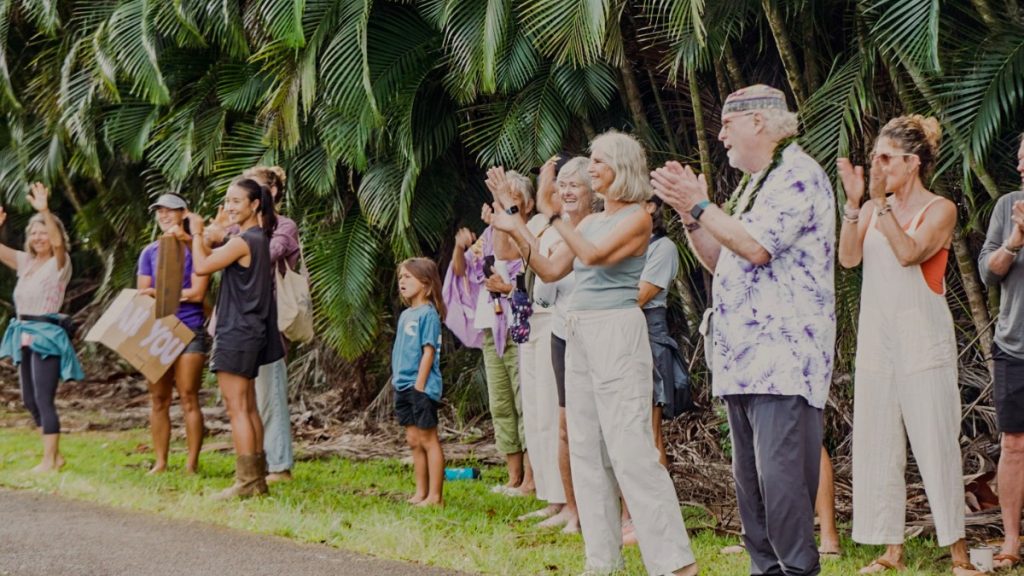 Namahana’s team and supporters proudly stood alongside hundreds of overjoyed family members and neighbors to cheer on the inaugural 7th and 8th grade classes as they arrived for their first day of school at a temporary campus for the 2025-2026 school year. Aug. 4, 2025. (Picture Courtesy: Namahana School)