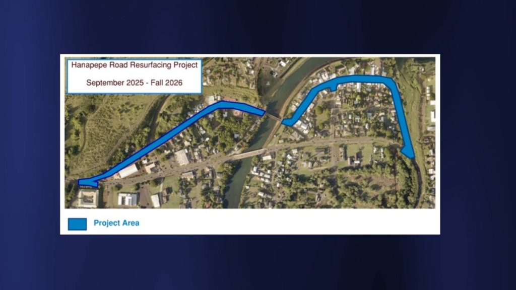 The Department of Public Works and Hiʻilawe Construction LLC have commenced the $3.9 million Hanapēpē Road resurfacing project, set to enhance infrastructure and safety from Hanapēpē Town to the Hanapēpē Bridge, beginning September 17. (Photo Credit: County of Kaua'i)
