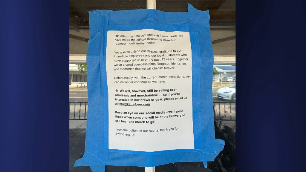 Three signs could be seen at Kaua'i Beer Co. expressing gratitude to its loyal customers following the immediate closure of the bar. (Photo Credit: Xiomara Yamileth/ Kaua'i Now)