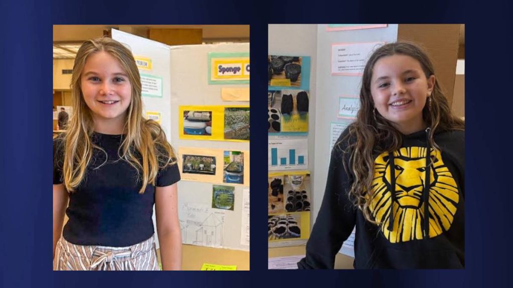 In April, Ella Bresnahan (left) and Makayla Oliver will travel to Oʻahu to represent Kauaʻi and their sixth-grade class at the 69th Hawaiʻi State Science and Engineering Fair. (Photo Credit: Paulette Adams)