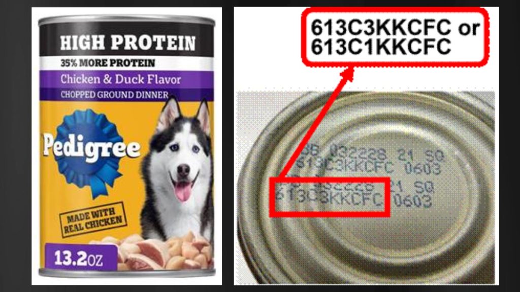 PEDIGREE Can High Protein Chopped Chicken & Duck Flavor for dogs in the 13.2 oz can has been recalled. (Photo Credit: Mars Petcare US, Inc.) 