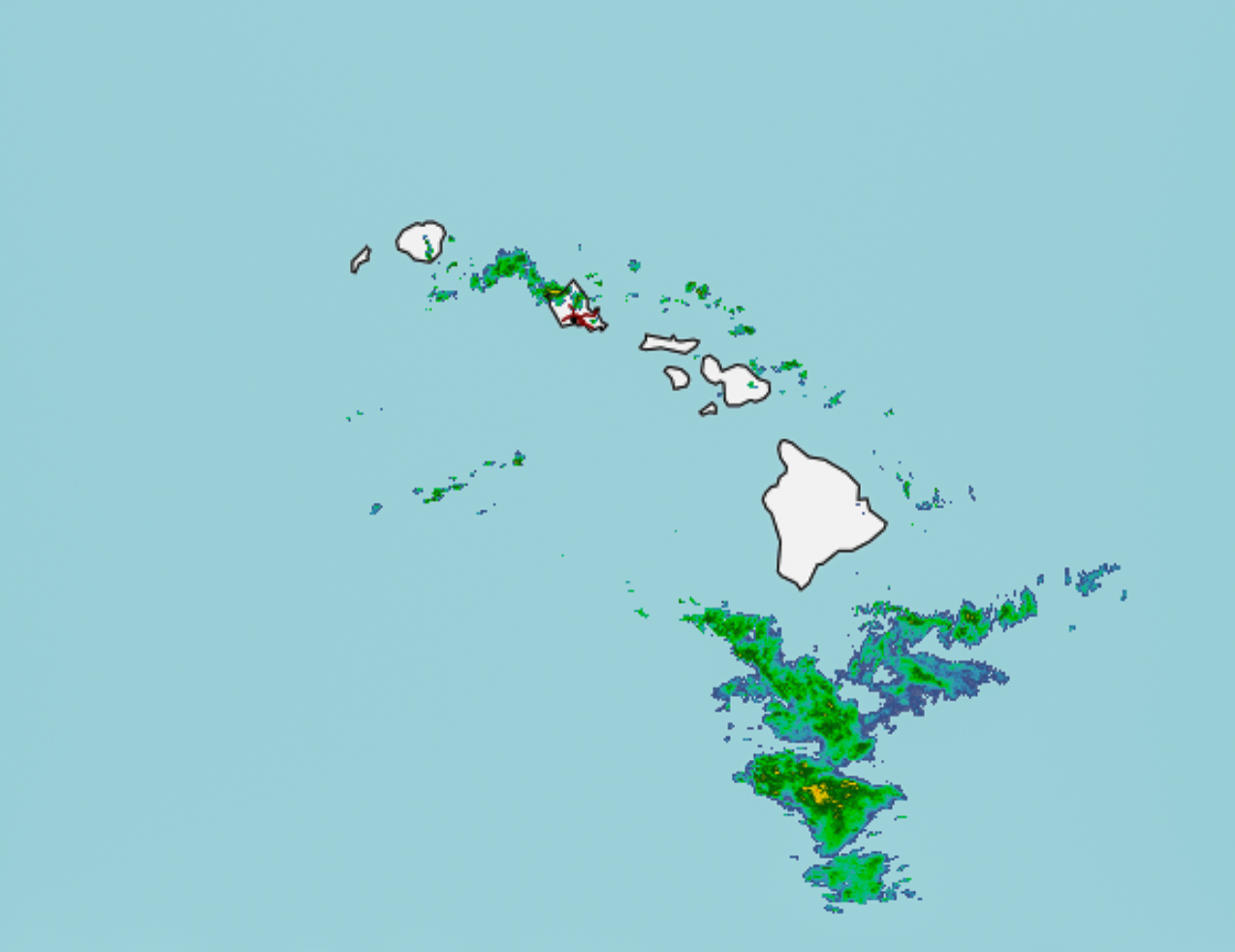 Radar at 5:15 a.m. Monday for the Hawaiian Islands. (Map: National Weather Service)