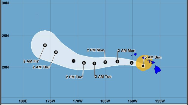 Tropical storm Lala to pass south of Kauaʻi, Niʻihau Sunday bringing high winds and heavy rain