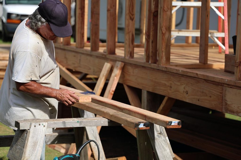 A student from the Kauaʻi Community Correctional Center learns carpentry skills through a program at Kauaʻi Community College. (Photo courtesy: Kauaʻi Community College)