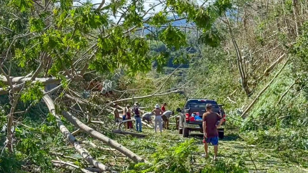 Kalihiwai Bridge in Princeville was unrecognizable on the morning of Sept. 8, 2026, following the overnight strong winds as Hurricane Lowell cruised by the garden island. (Xiomara Yamileth/Kauaʻi Now)