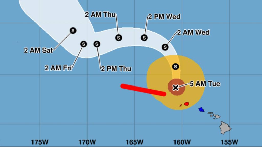 The core of Hurricane Lowell was 145 mph northwest of Līhuʻe as of 5 a.m. Tuesday advisory of the National Hurricane Center. 