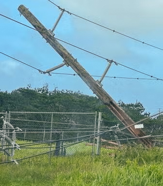 Hurricane Lowell did a lot of damage to transmission lines and utility poles causing power outages to 33,000 customers. (Photo Courtesy: Kauaʻi Island Utility Cooperative)