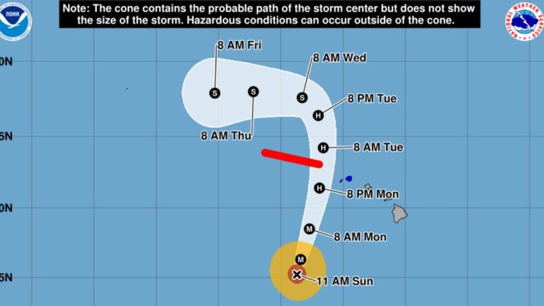 Kaua‘i County remains under tropical storm warning as Lowell turns north
