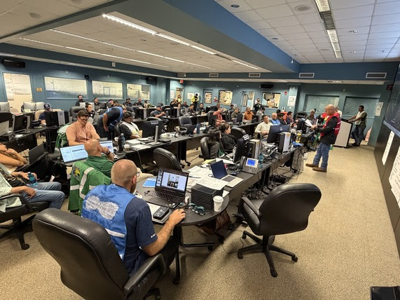 The Kauaʻi Emergency Operations Center was busy on Sept. 7, 2026, with the imminent arrival of Hurricane Lowell. (Photo Credit: Kauaʻi County)
