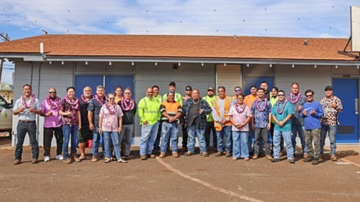 Kauaʻi County officials and staff, and project partners gathered for a group photo following the blessing of the Hanapēpē Baseyard renovation project on Oct. 30, 2026. (Photo Credit: Kauaʻi County)