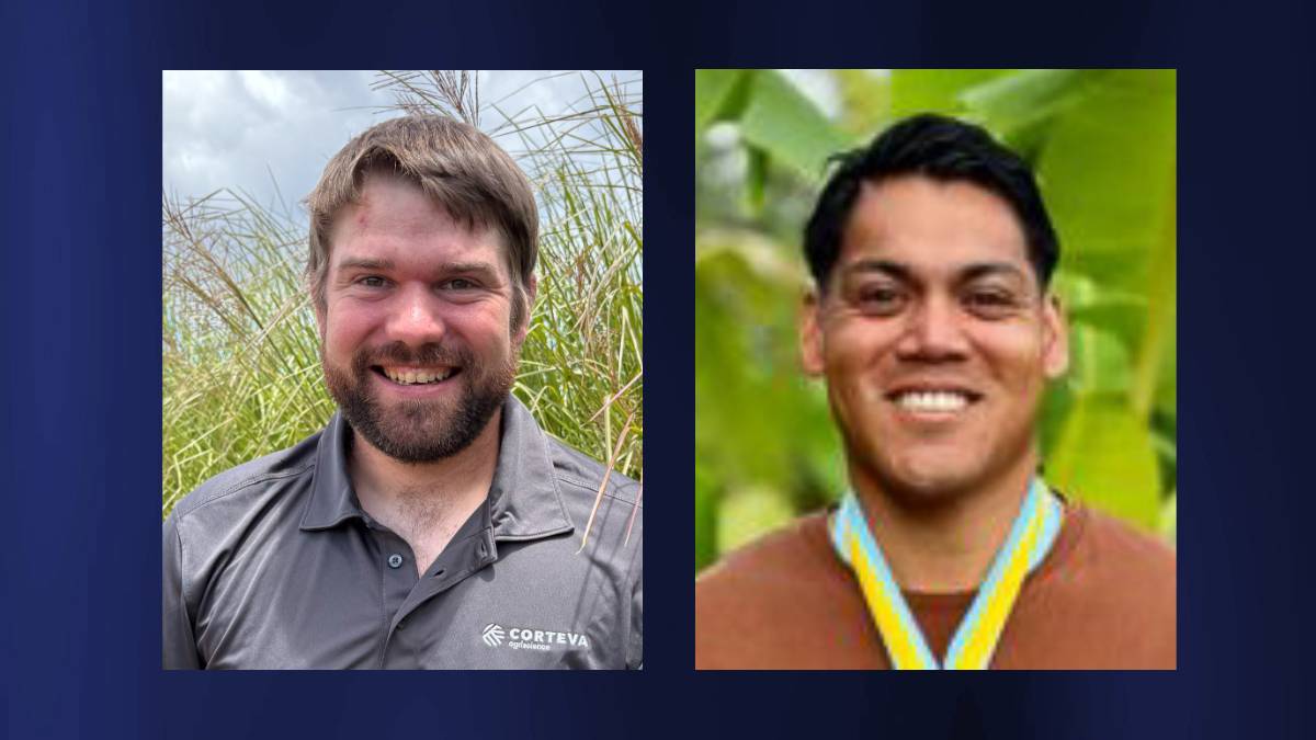 L-R: Mason Alfaro and Justin Brown are members of Class XIX of the Hawai‘i Agricultural Leadership Program who will graduate next month.