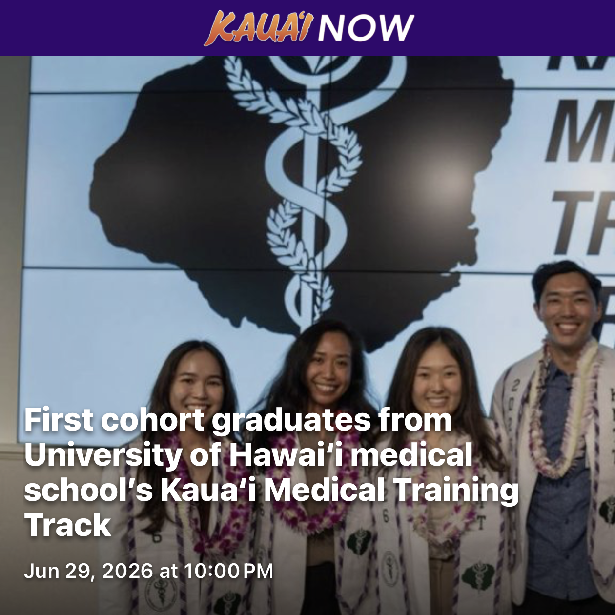 First cohort graduates from University of Hawai‘i medical school's Kaua‘i Medical Training Track